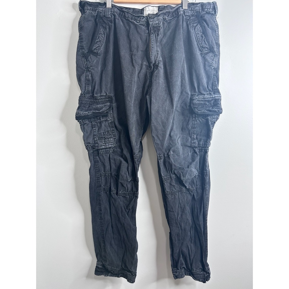 Twenty Two Oz Mens Washed Black Cargo Pants 40x32 Utility Rugged Grunge Goth Emo